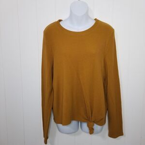 Madewell Top Size Medium Crewneck Front Tie Long Sleeve